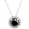 Pompeii3 1 1/8ct Black White Diamond Solitaire Pave Halo Pendant In Multi