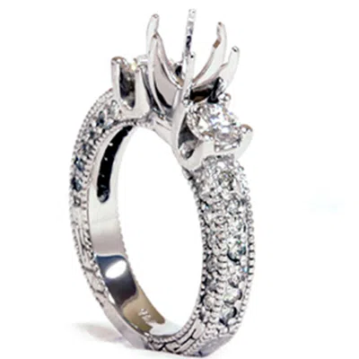 Pompeii3 1 1/8ct Vintage Accent Diamond Ring 14k White Gold In Multi