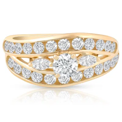 Pompeii3 1 3/4 Ct Diamond Contour Designer Engagement Ring 14k Yellow Gold In Silver