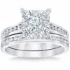 POMPEII3 1 3/4 CT DIAMOND PRINCESS CUT FRAMED ENGAGEMENT WEDDING RING SET 10K WHITE GOLD