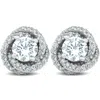 Pompeii3 1 3/4 Ct Halo Diamond Studs Sprial 10.9mm Womens Earrings 14k White Gold In Multi
