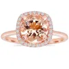 Pompeii3 1 3/4 Ct Morganite & Diamond Cushion Halo 14k Rose Gold Ring In Pink