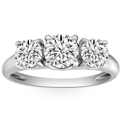 Pompeii3 1 3/4 Ct Three Stone Diamond Engagement Ring 10k White Gold Lab Grown In Multi