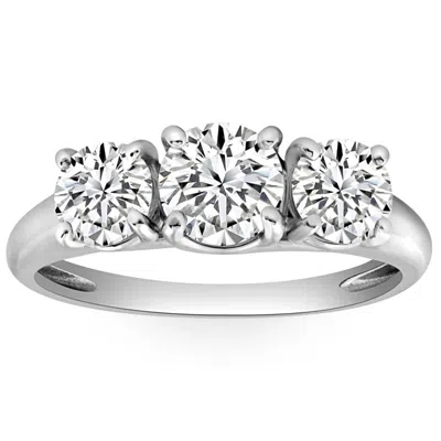 Pompeii3 1 3/4 Ct Three Stone Diamond Engagement Ring 10k White Gold Lab Grown Size Selectable In Pink