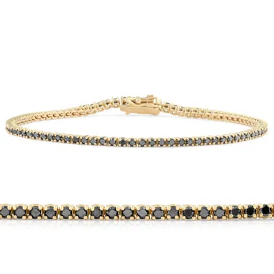 Pompeii3 1 3/4 Ct Tw Black Diamond Tennis Bracelet 14k Yellow Gold 7"