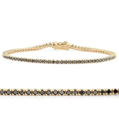 Pompeii3 1 3/4 Ct Tw Black Diamond Tennis Bracelet 14k Yellow Gold 7"