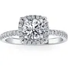Pompeii3 2 1/5 Ct Cushion Diamond Vintage Halo Engagement Ring 14k White Gold In Silver