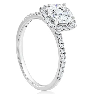 Pompeii3 1 3/4 Ct Tw Moissanite & Diamond Cushion Halo Engagement Ring In 14k White Gold