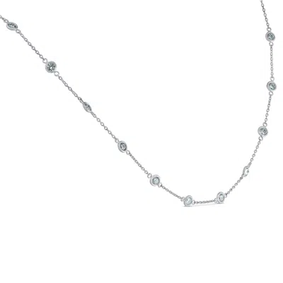 Pompeii3 1 3/4 Ctw Diamond Bezel Station Necklace 14k White Gold 18" In Multi