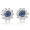 Pompeii3 1 3/4ct Blue Sapphire & Diamond Halo Studs Earrings 14k White Gold In Blue