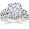 Pompeii3 1 3/4ct Cushion Diamond Vintage Halo Engagement Ring Set 14k White Gold In Multi