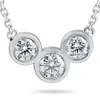 Pompeii3 1 3/4ct Diamond 3 Stone Bezel Pendant 14k White Gold 18" Lobster Clasp Lab Grown In Multi