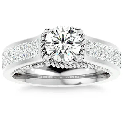 Pompeii3 1 3/4ct Diamond & Moissanite Designed Accent Engagement Ring In 10k Gold In Multi