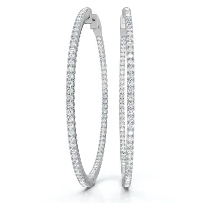 Pompeii3 1 3/4ct Diamond Inside Outside 2" Tall Hoops Earrings Lab Grown In Metallic
