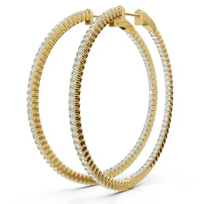 Pompeii3 1 3/4ct Diamond Inside Outside 2" Tall Hoops Earrings Lab Grown In Yellow