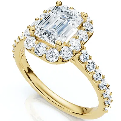Pompeii3 1 3/4ct Emerald Cut Diamond Halo Engagement Ring 10k Gold Lab Grown
