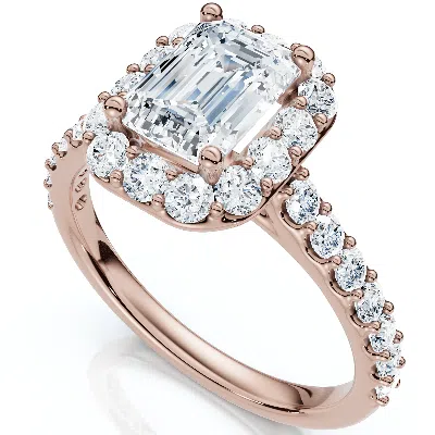 Pompeii3 1 3/4ct Emerald Cut Diamond Halo Engagement Ring 10k Gold Lab Grown In Green
