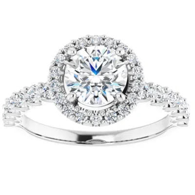 Pompeii3 1 3/4ct Halo Diamond Engagement Ring 14k White Gold In Silver