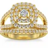 Pompeii3 1 3/4ct Natural Diamond Cushion Halo Engagement Wedding Ring Set In 10k Gold In Multi
