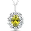 Pompeii3 1 3/4ct Oval Citrine & Genuine Diamond Halo Pendant 14k White Gold In Multi