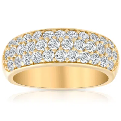 Pompeii3 1 3/4ct Pave Diamond Lab Grown Wedding Anniversary Ring 14k Yellow Gold In Silver