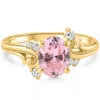 Pompeii3 1 3/4ct Pink Topaz & Diamond Deco Ring Gold Lab Grown In Multi