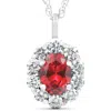 Pompeii3 1 3/4ct Ruby & Genuine Diamond Halo Pendant 14k White Gold In Multi