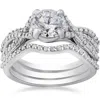 Pompeii3 1 3/4ct Twist Diamond Engagement Ring & Matching Wedding Band Set 14k White Gold In Silver