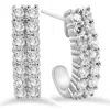 Pompeii3 1 3/8 Ct Natural Diamond Hoops White Gold 3/4" Tall In Silver