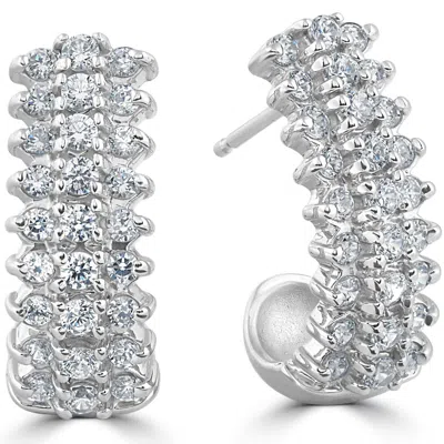 Pompeii3 1 3/8 Cttw Diamond Hoops 14k White Gold 3/4" Tall In Multi