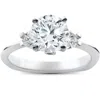 Pompeii3 1 3/8ct 3 Stone Diamond Solitaire Engagement Ring 14k White Gold Enhanced In Silver