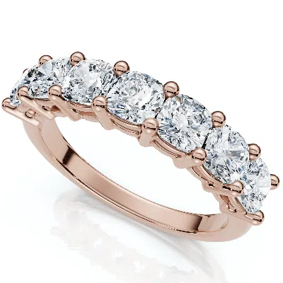 Pompeii3 1 3/8ct Cushion Cut Seven Stone Wedding Ring 14k Gold Lab Grown