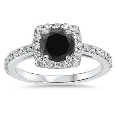 Pompeii3 1 3/8ct Diamond & Black Engagement Ring 14k White Gold In Multi