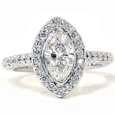 Pompeii3 1 3/8ct Marquise Halo Diamond Ring 14k White Gold In Multi