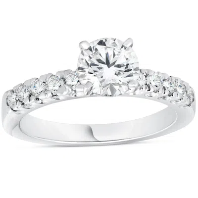 Pompeii3 1 3/8ct Pave Enhanced Diamond Engagement Ring 14k White Gold Vintage Antique In Multi