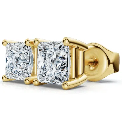 Pompeii3 1 - 4 Ct Tw Princess Cut Diamond Studs In 14k Gold Earrings Lab Grown