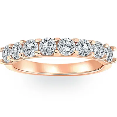 Pompeii3 1 5/8 Ct Diamond U Prong Wedding Ring 14k Rose Gold Anniversary Band Lab Grown In Silver