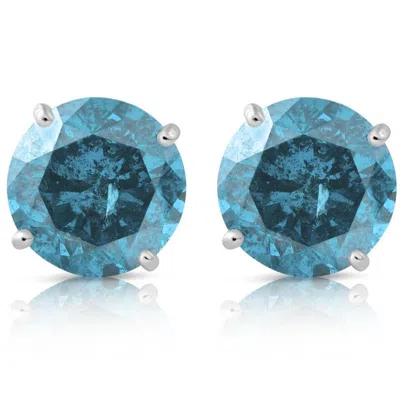 Pompeii3 1 5/8ct Blue Diamond Studs 14k White Gold In Multi