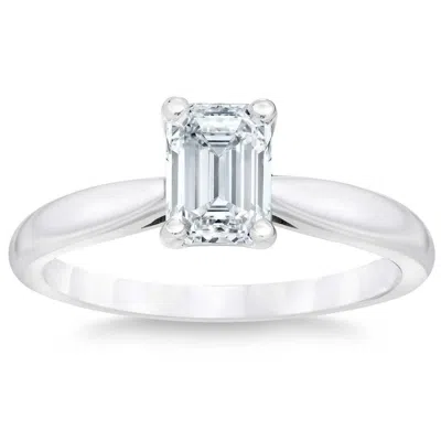 Pompeii3 1 5/8ct Emerald Cut Diamond Engagement Ring 14k White Or Yellow Gold Lab Grown In Silver