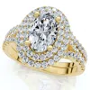 Pompeii3 1 5/8ct Oval Double Halo Diamond Engagement Ring Set 14k Gold Lab Grown In Silver