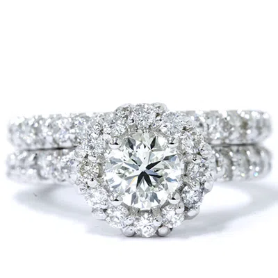 Pompeii3 1 7/8ct Halo Diamond Engagement Ring Set 14k White Gold In Multi