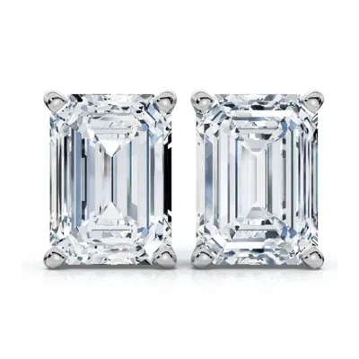 Pompeii3 1 - 8ct Emerald Cut Diamond Studs 14k Gold Lab Grown Women's Earrings In Metallic