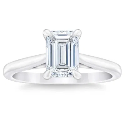 Pompeii3 1 Carat - 5 Carat Lab Grown Diamond Solitaire Engagement Ring 14k White Gold Sz7 In Green