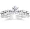 Pompeii3 1 Carat Diamond Engagement Wedding Ring Set 10k White Gold In Silver