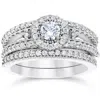 Pompeii3 1 Carat Vintage Halo Diamond Engagement Wedding Ring Set 14k White Gold In Multi