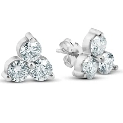 Pompeii3 1 Ct 3 Stone Diamond Earrings 14k White Or Yellow Gold In Multi