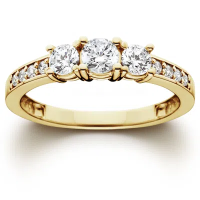 Pompeii3 1 Ct 3-stone Diamond Engagement Ring 10k Yellow Gold In Silver