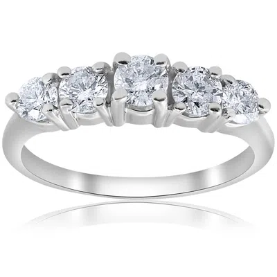 Pompeii3 1 Ct 5-stone Graduated Diamond Ring 14k White Gold In Silver