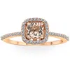 Pompeii3 1 Ct Cushion Halo 6mm Morganite & Diamond Rose Gold Engagement Anniversary Ring In Multi