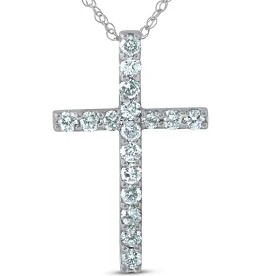 Pompeii3 1 Ct Diamond Cross 14k White Gold 18" Chain Womens Necklace 1 1/4" Tall In Multi